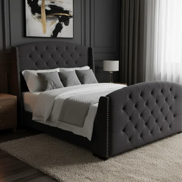 BED with Super Spring Mattress 200×180 cm and headboard SF 918 C