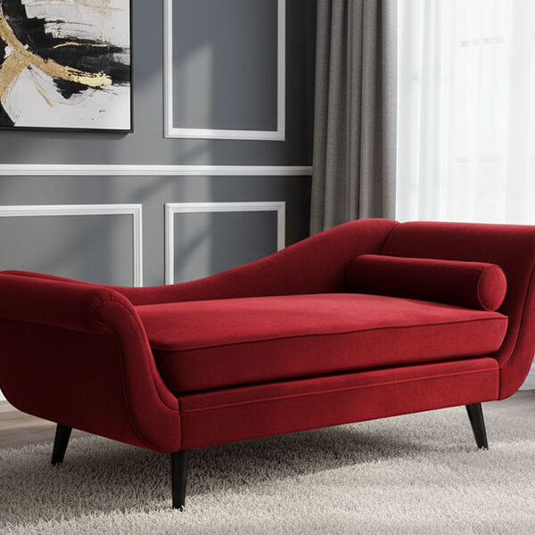 Luxury Modern Chaise Lounge Sofa – Red Velvet (SF-985)