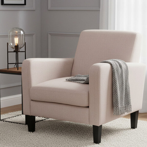 Contemporary Single Sofa Armchair – Beige Fabric (Model: SF 1005)