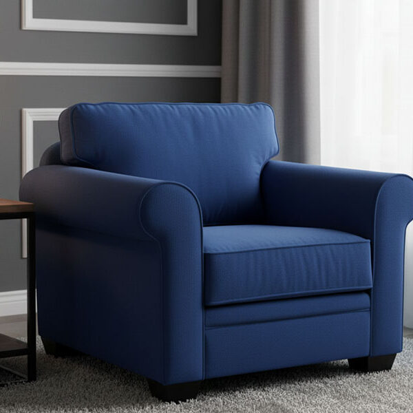 Classic Single Sofa Armchair – Teal Blue Fabric (Model: SF 1007)