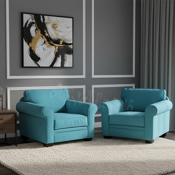 Classic Single Sofa Armchair – Teal Blue Fabric (Model: SF 1009)
