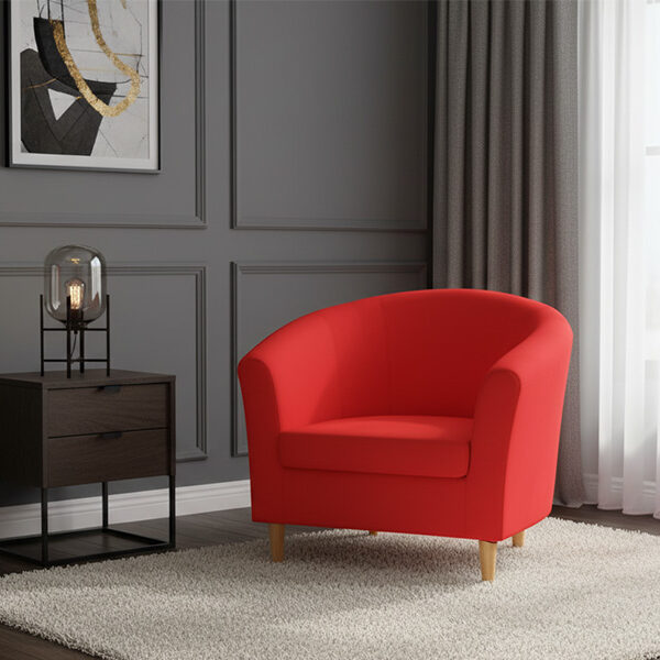 Modern Barrel Single Sofa Chair – White Leather (Model: SF 1011)