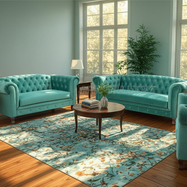 Classic  Seater Sofa Set 3+2+1+1-Teal Velvet Fabric (Model: SF 975)