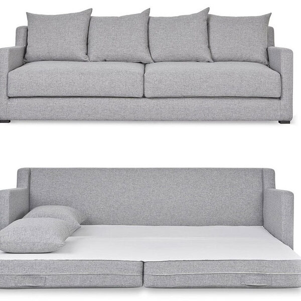 Modern Convertible Sofa Bed in Light Grey Fabric with Plush Cushions-SF 972